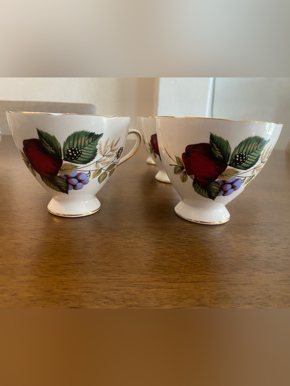 Vintage ROYAL ASCOT Bone China (England) Fruits & Berries 6 Tea Cups